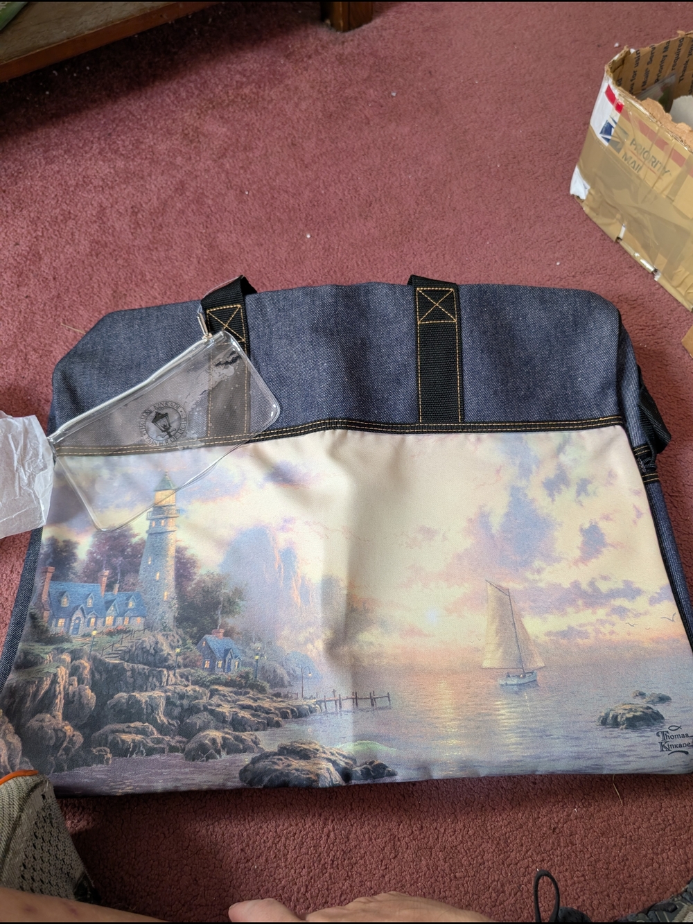 Thomas Kinkade Weekender Tote Bag - Blue and Cream